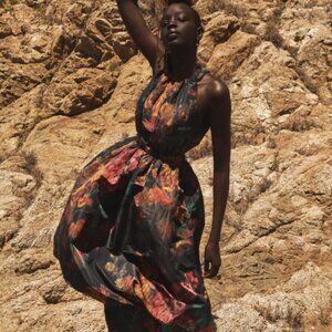 NWT ULLA JOHNSON 2023 Resort Collection Leyna Dress in Oscuro M $1,090